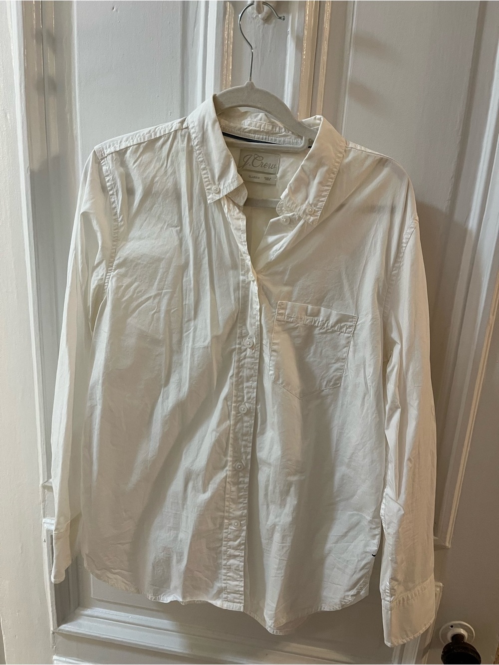 J. Crew White Long-Sleeve Button-Down Shirt